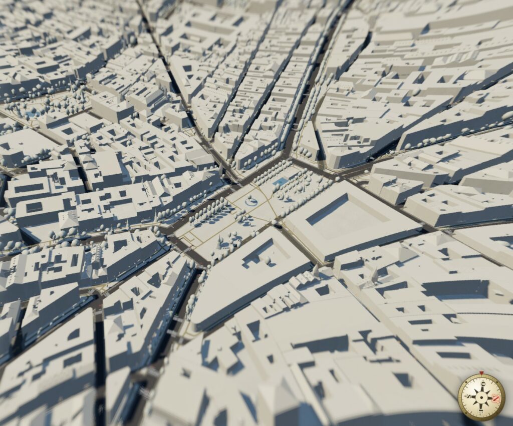Rendu maquette d'un centre-ville dense