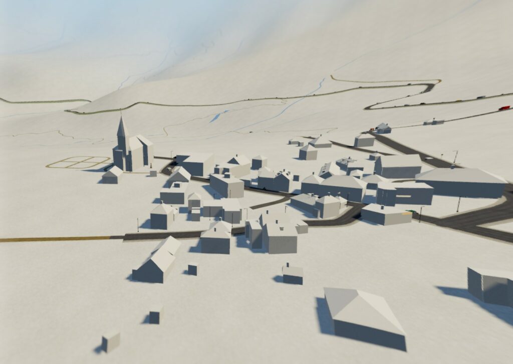Rendu maquette d'un village de montagne